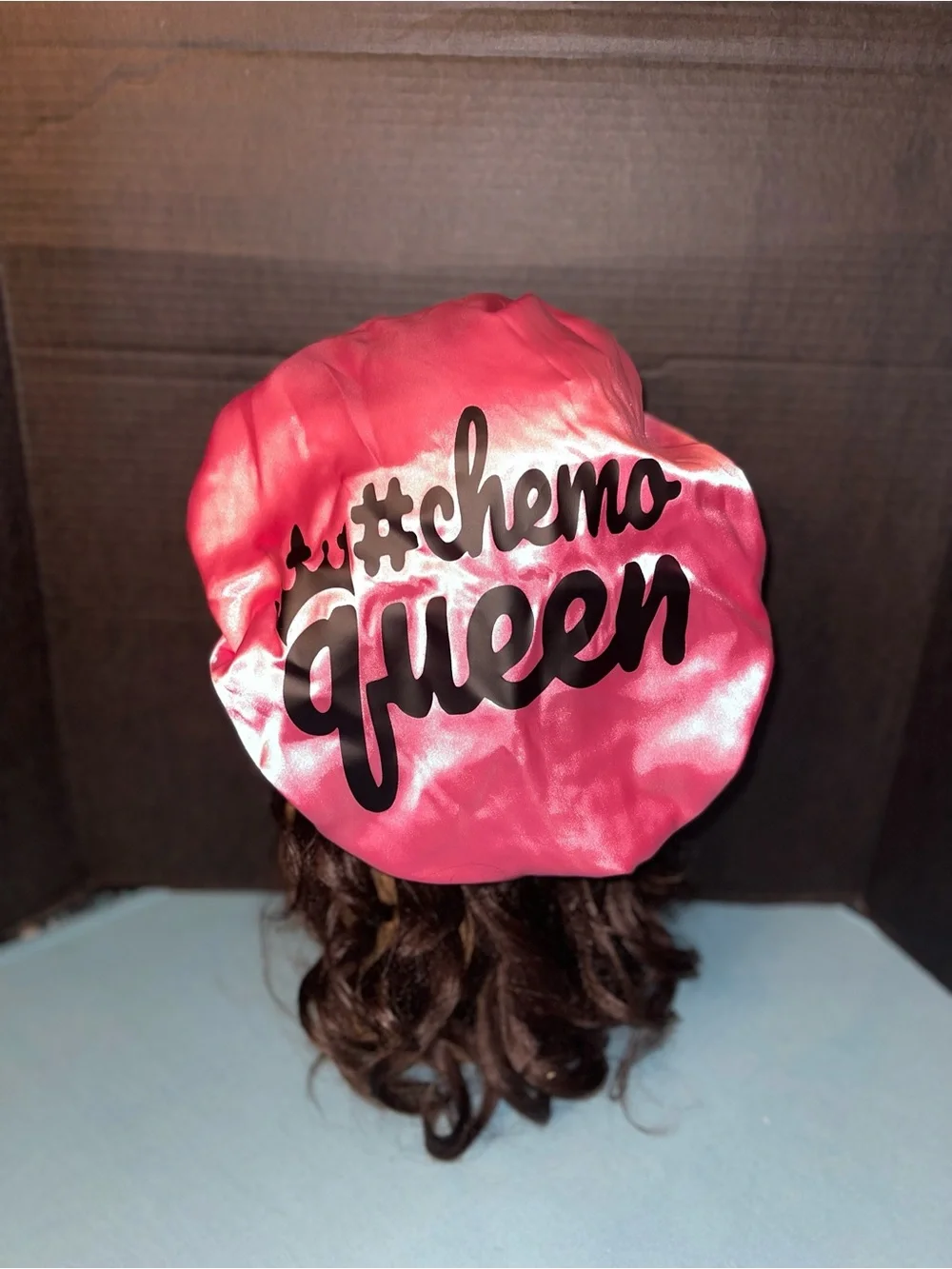 #chemoqueen Pink Satin Hair Bonnet